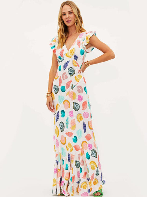 Elaide - V-Neck Printed Maxi Dress