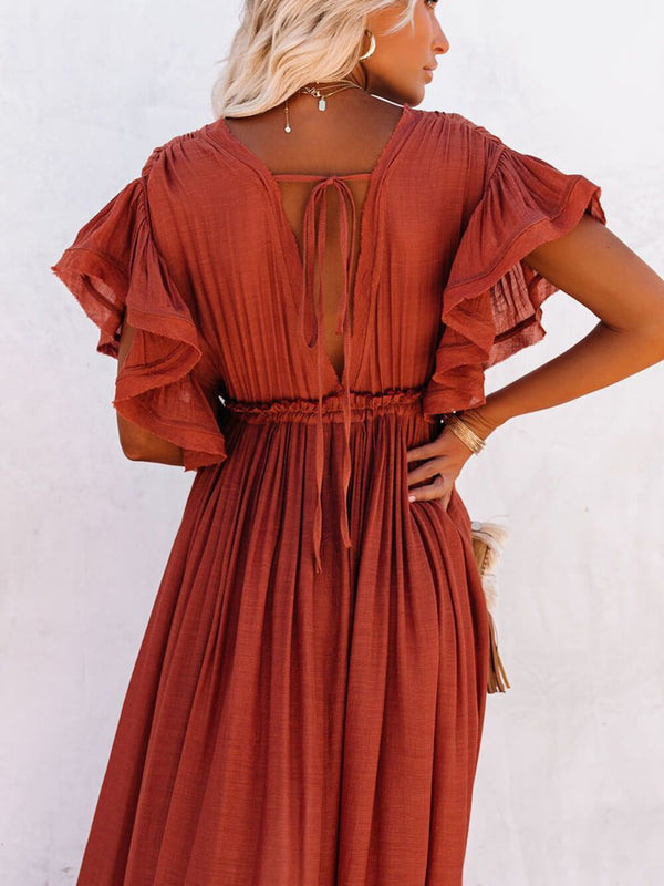 Julia - V-Neck Boho Maxi Dress