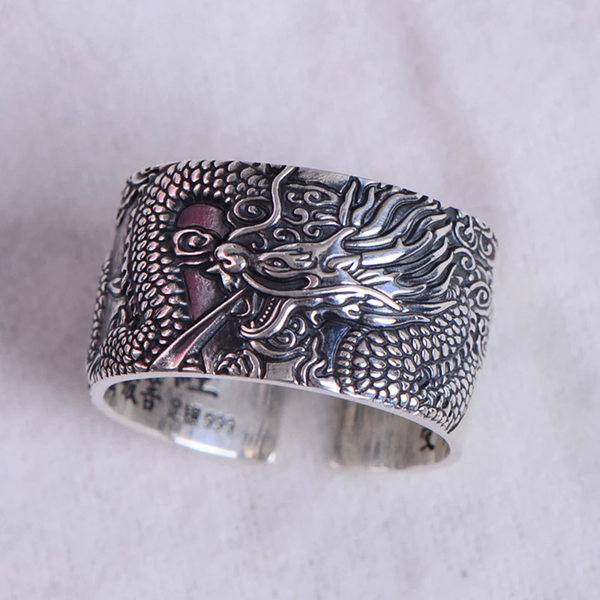 ZenDrake - Silver Dragon Sutra Ring - Protection & Prosperity