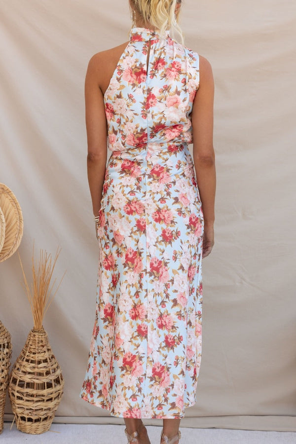 Dove - Elegant Floral Halter Dress