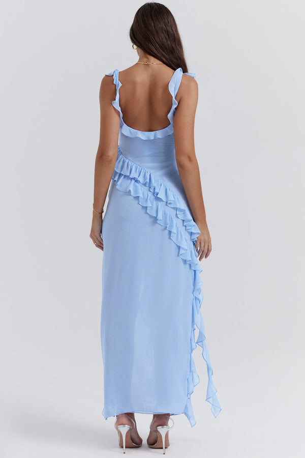 Thalia - Ruffle Side Slit Party Dress