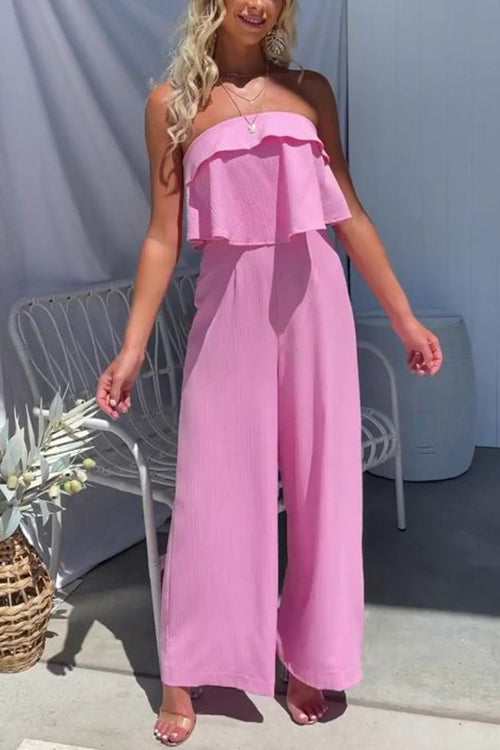 Selene - Ruffle Tube Wide Leg Jumpsuit