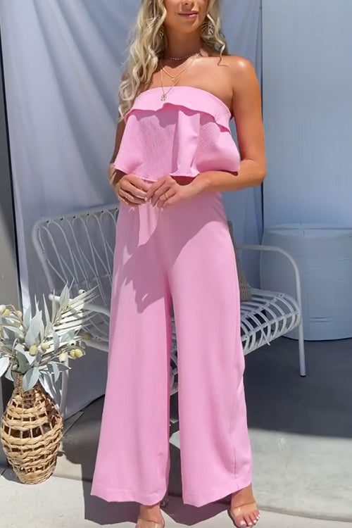 Selene - Ruffle Tube Wide Leg Jumpsuit