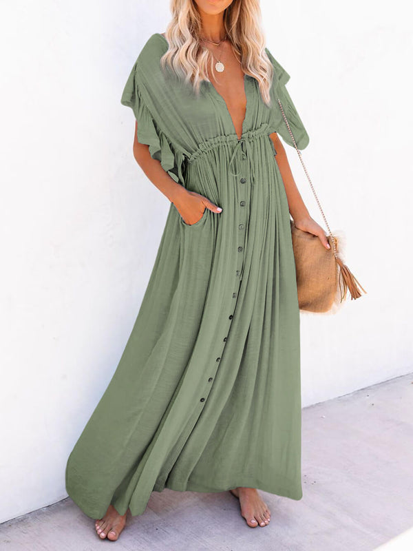 Julia - V-Neck Boho Maxi Dress