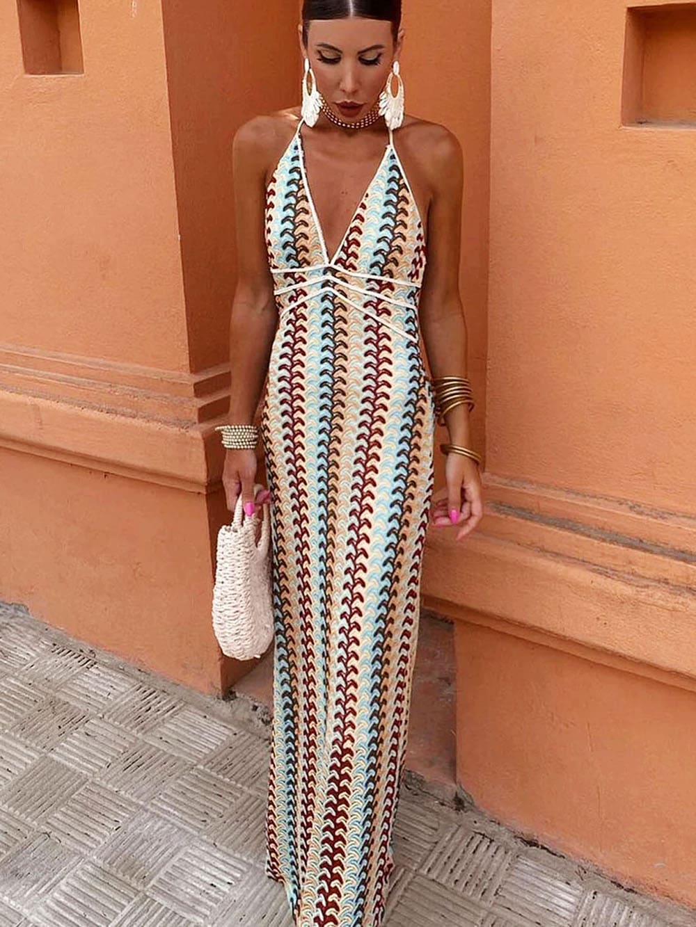 Bennet - Boho V-Neck Maxi Dress Backless