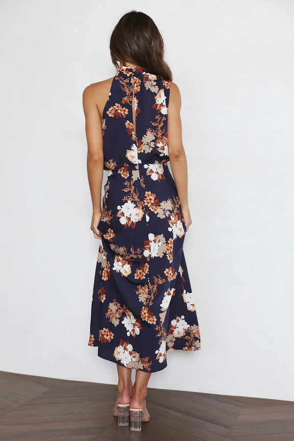 Dove - Elegant Floral Halter Dress