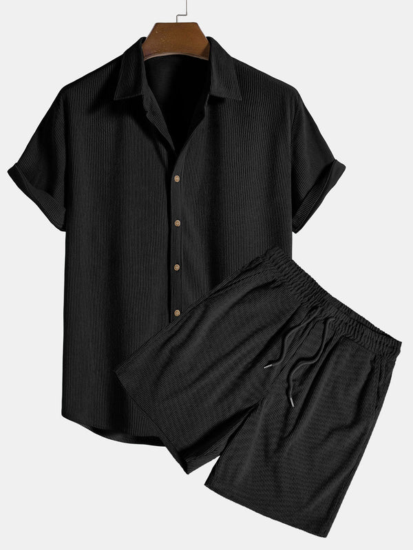 Rafael - Corduroy Casual Shirt & Shorts Set