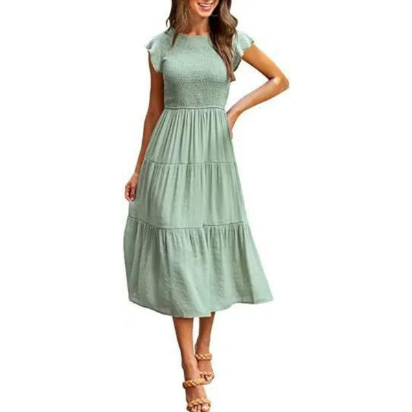 Abbie - Elegant Flounce Midi Dress