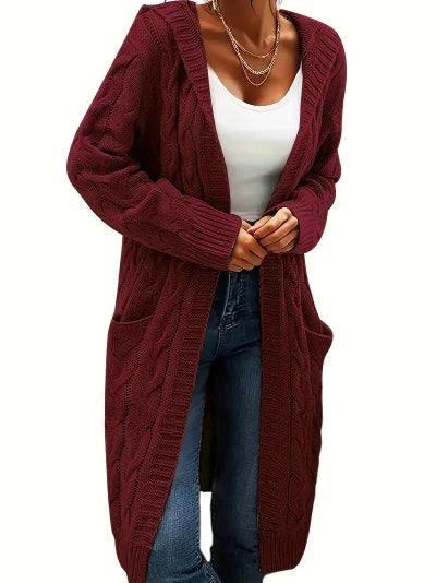 Marcella - Cable Knit Hooded Cardigan