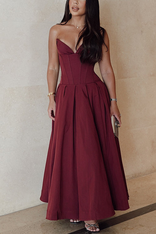 Maribel - V Neck Corset Maxi Dress