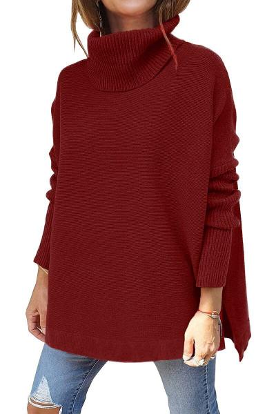 Ayana - Oversized Turtleneck Batwing Knit Sweater