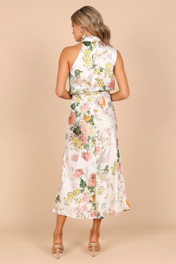 Dove - Elegant Floral Halter Dress