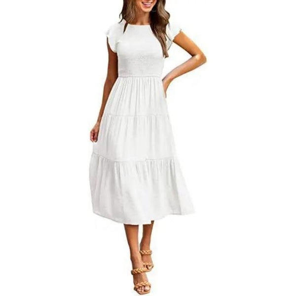 Abbie - Elegant Flounce Midi Dress