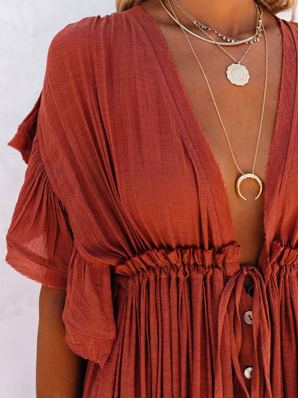 Julia - V-Neck Boho Maxi Dress