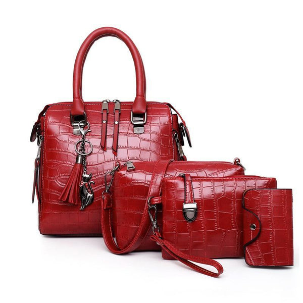 Janelle - 4-PIECE MODERN LEATHER BAG SET