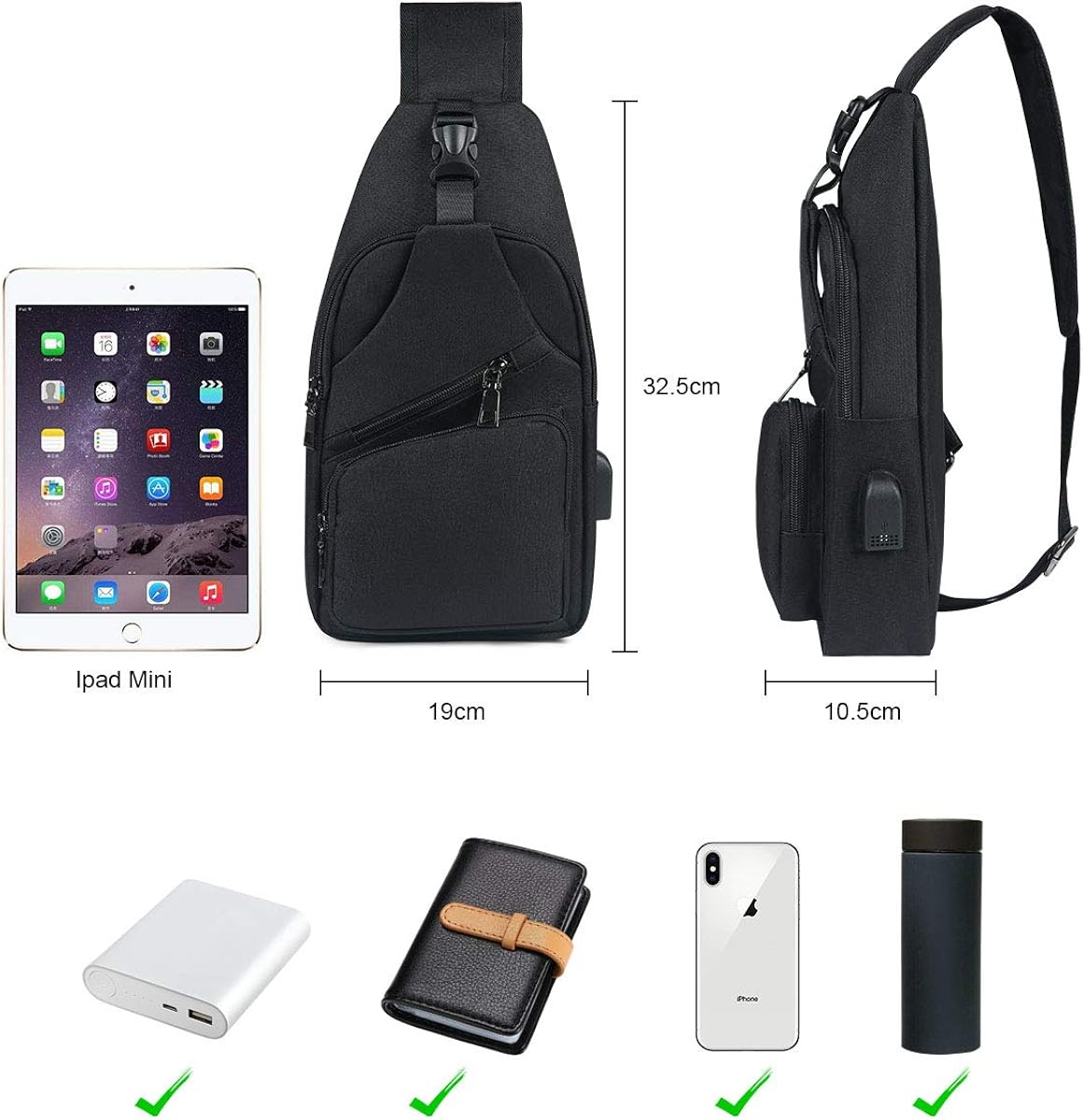 Japet - Men's Anti-Theft Crossbody Charging Bag