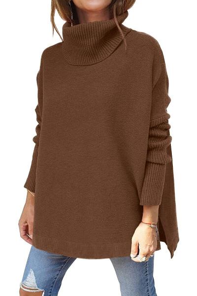 Ayana - Oversized Turtleneck Batwing Knit Sweater