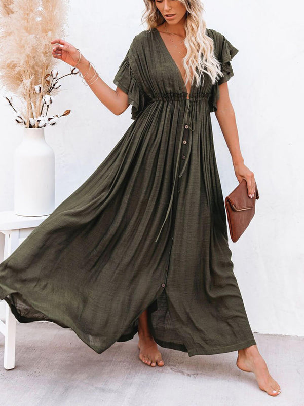 Julia - V-Neck Boho Maxi Dress