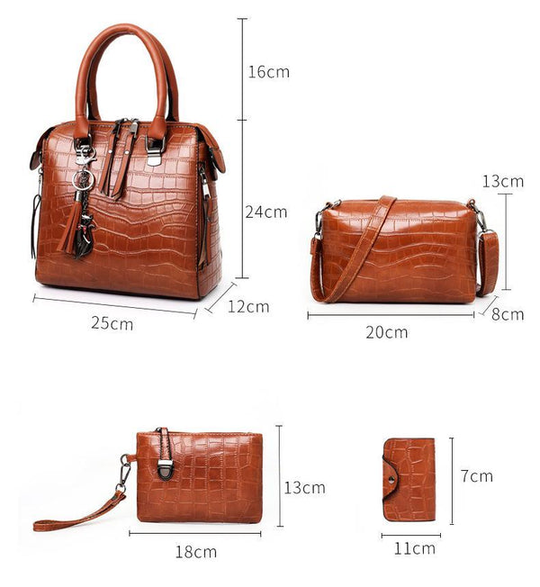 Janelle - 4-PIECE MODERN LEATHER BAG SET