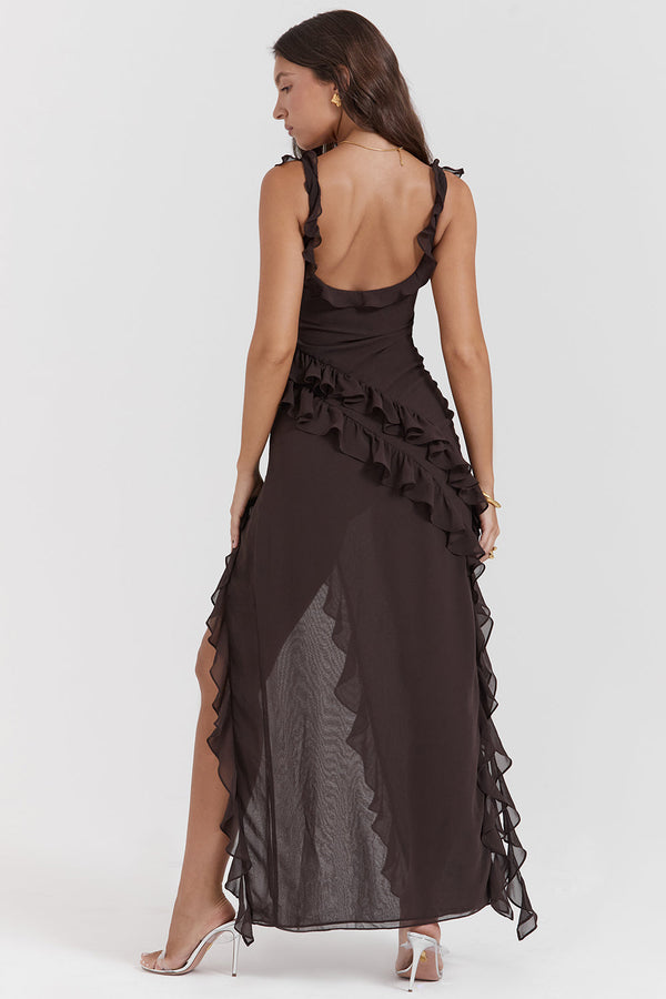 Thalia - Ruffle Side Slit Party Dress