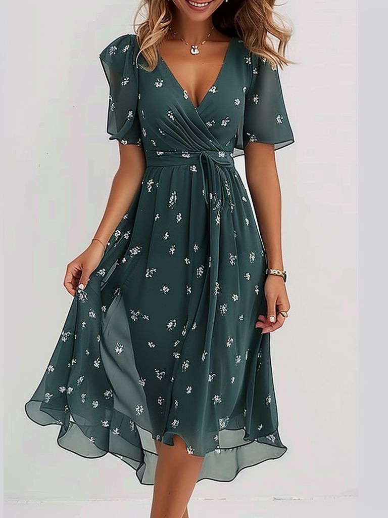 Yara - Groovy Short Sleeve Midi Dress