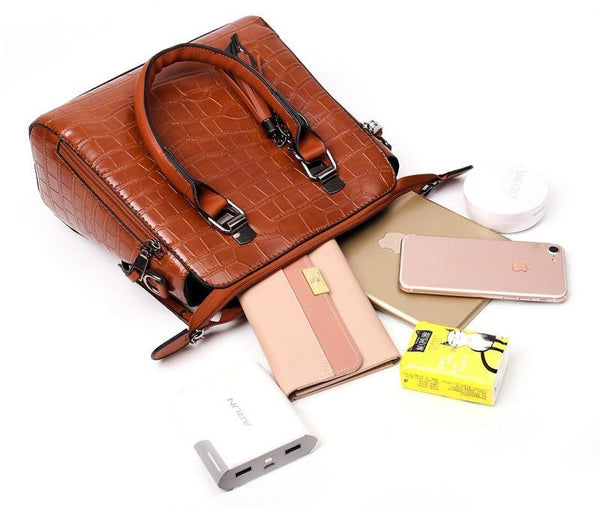 Janelle - 4-PIECE MODERN LEATHER BAG SET