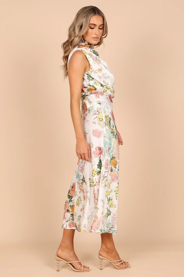 Dove - Elegant Floral Halter Dress