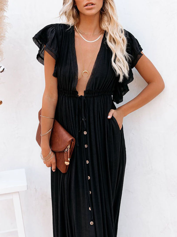 Julia - V-Neck Boho Maxi Dress