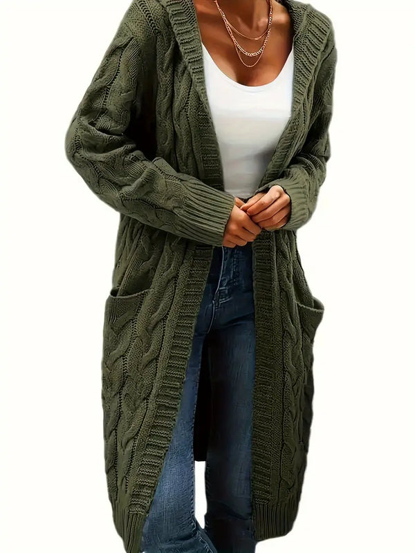 Marcella - Cable Knit Hooded Cardigan