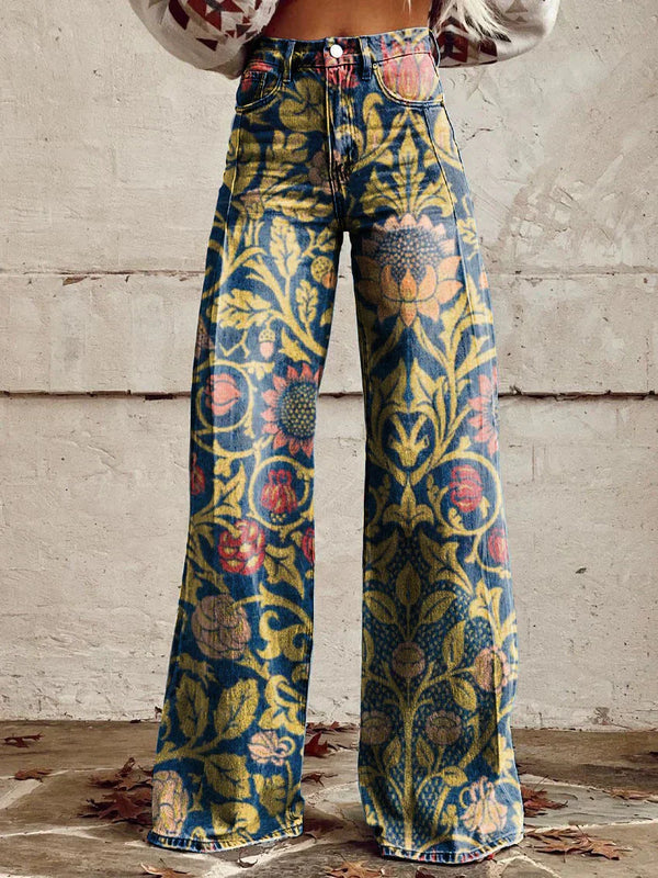 Caspian - Floral Bootcut Trousers