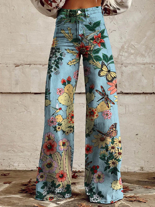 Caspian - Floral Bootcut Trousers