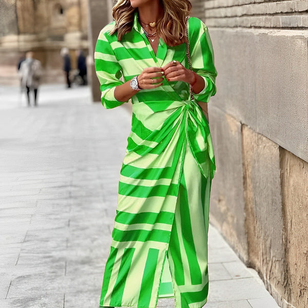 Edeline - V-Neck Wrap Maxi Dress