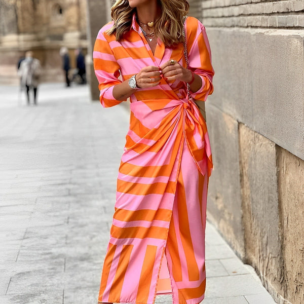 Edeline - V-Neck Wrap Maxi Dress