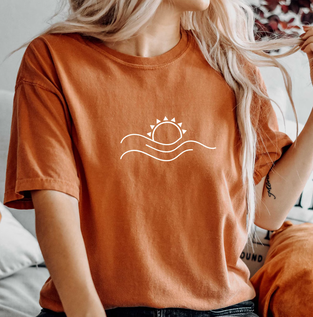 Jeanne- Sunset Waves Graphic Tees