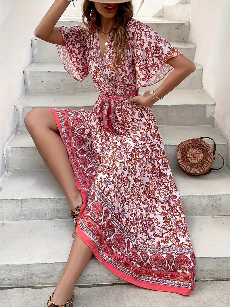 Agatha - Boho Floral Belted Maxi Dress