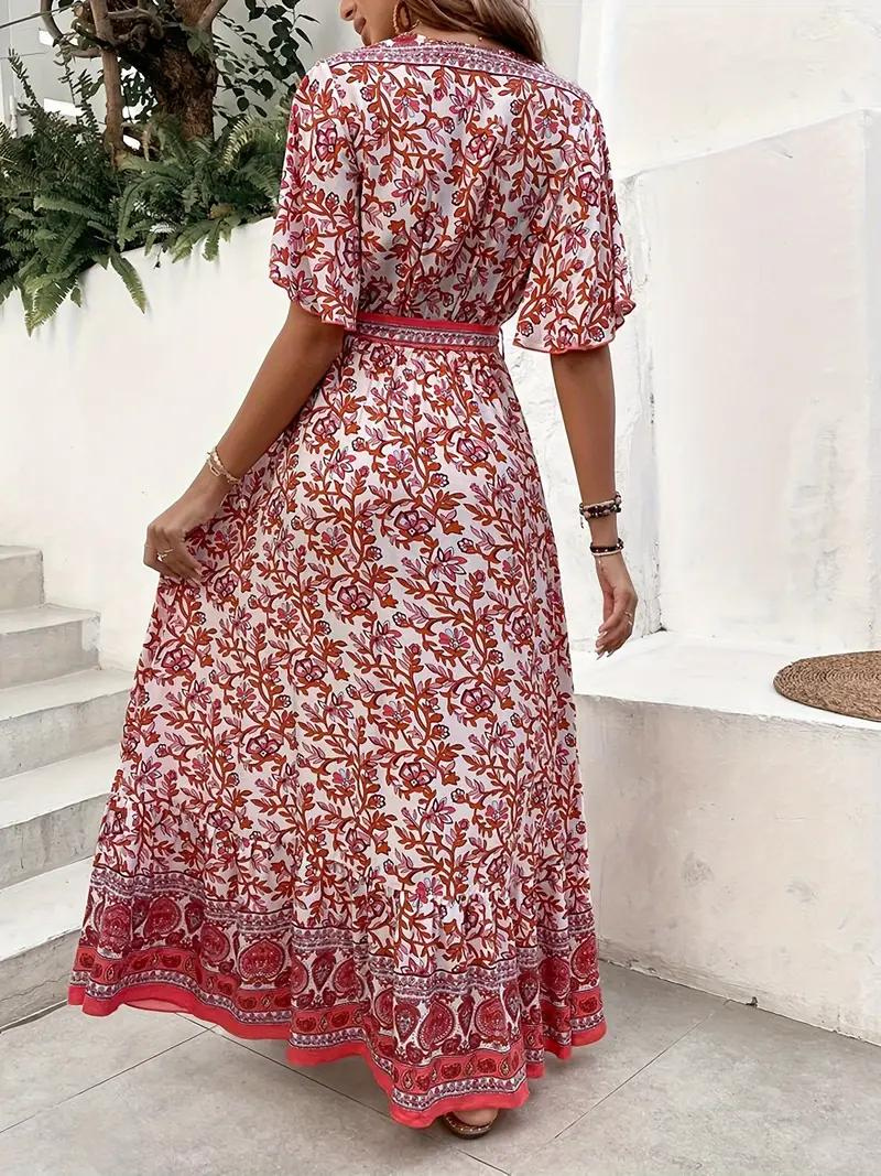 Agatha - Boho Floral Belted Maxi Dress