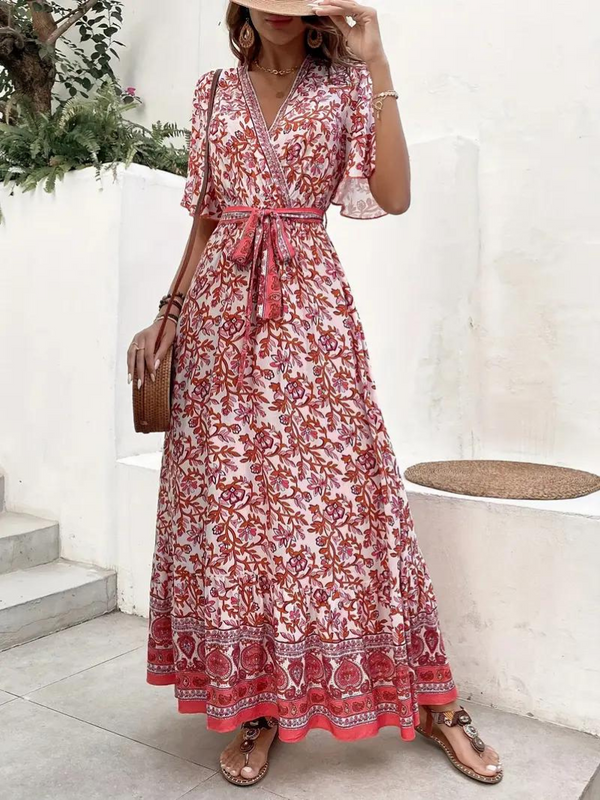 Agatha - Boho Floral Belted Maxi Dress