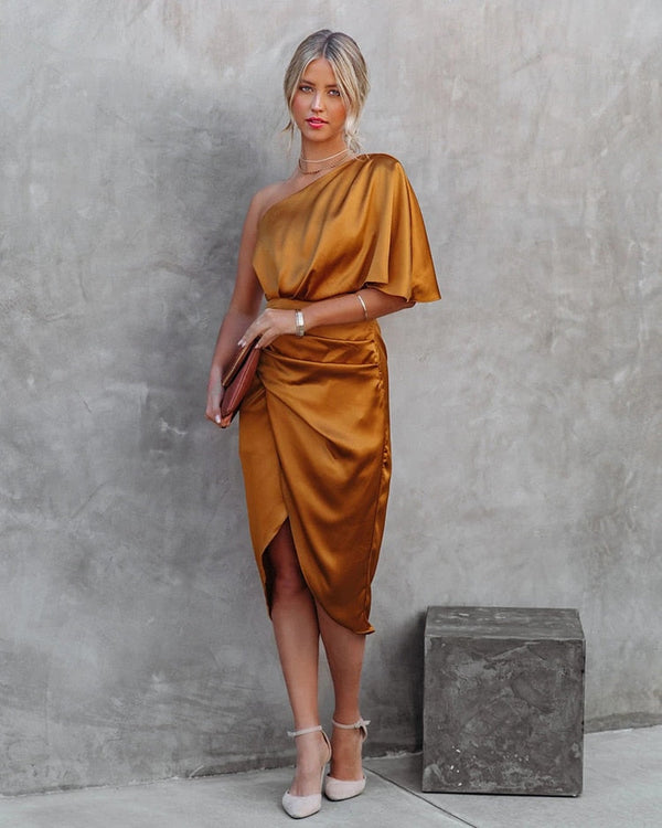 Elise - Elegant Draped Cocktail Dress