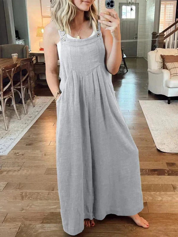 Mica - Plain Casual Sleeveless Jumpsuit