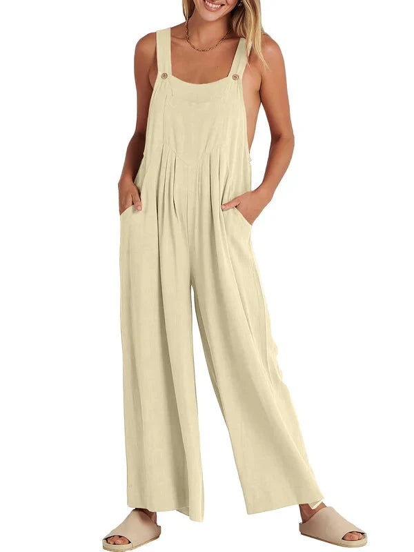 Mica - Plain Casual Sleeveless Jumpsuit