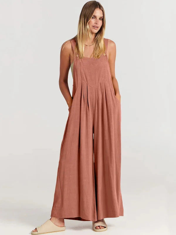 Mica - Plain Casual Sleeveless Jumpsuit