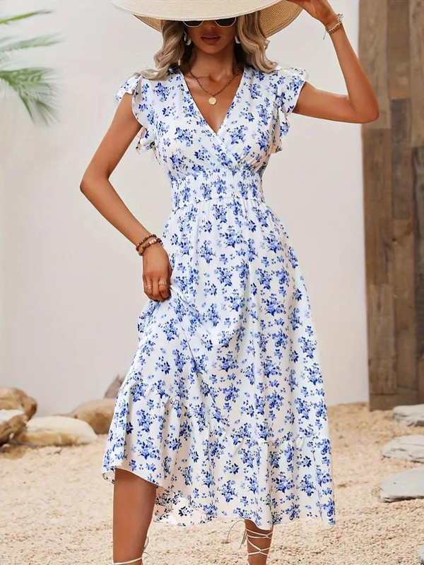 Rivka - Boho V-Neck Midi Dress