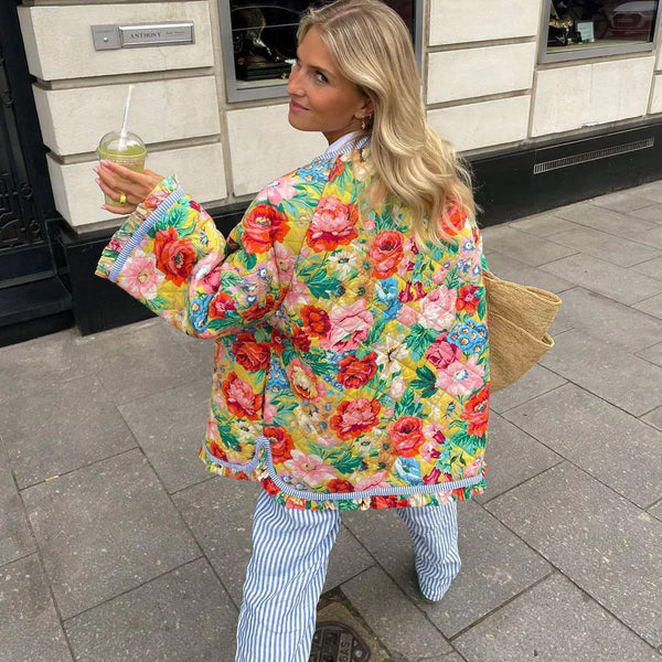 Fiona- Floral Print Quilted Jacket