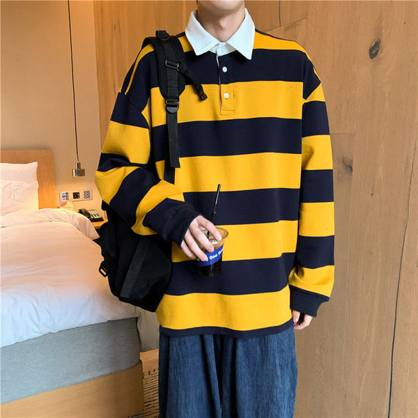 Mandy - Lapel Striped Hoodie For Men's