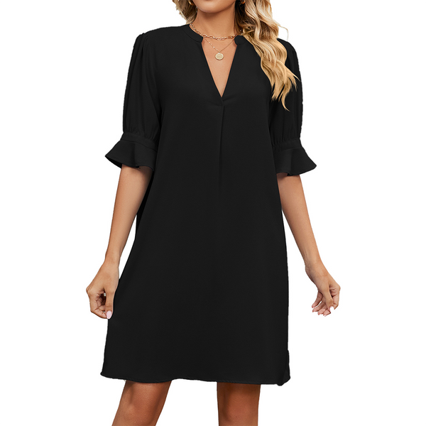 Clarene - V-Neck Casual Mini Dress