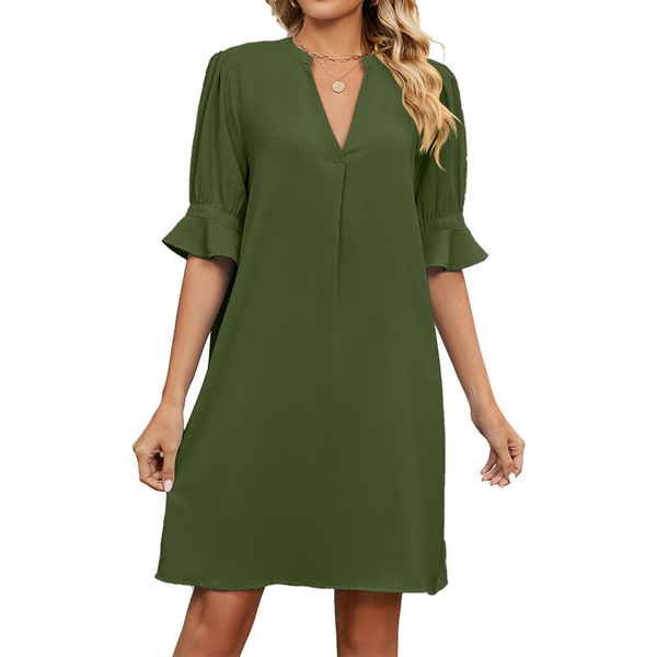 Clarene - V-Neck Casual Mini Dress