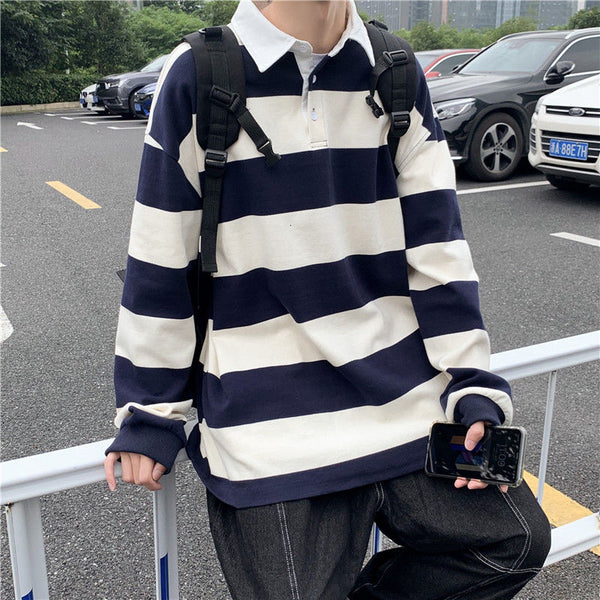 Mandy - Lapel Striped Hoodie For Men's