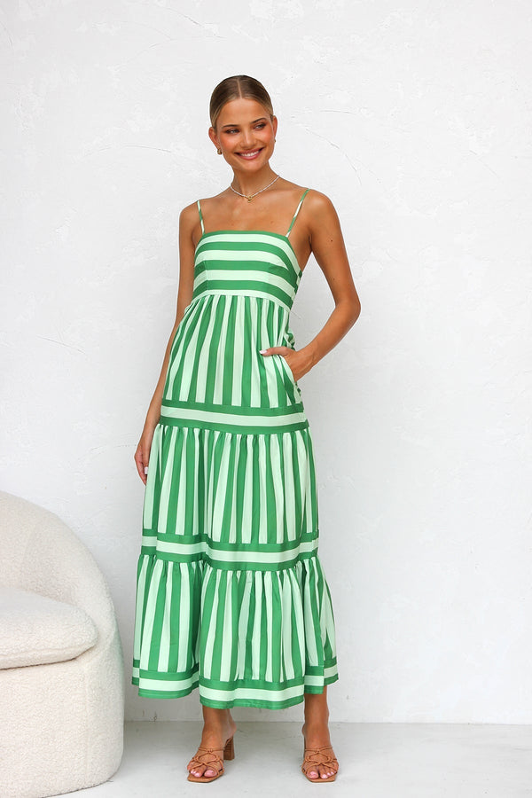 Lailanie - Striped Green White Dress