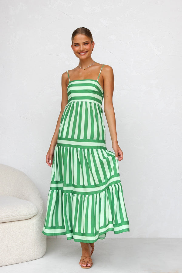 Lailanie - Striped Green White Dress