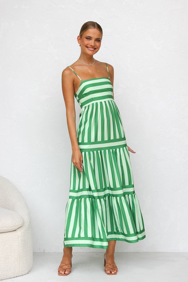 Lailanie - Striped Green White Dress